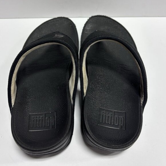 Fitflop Women’s Lulu Water-Redistant Two-Tone Black Wedge Sandals, Size 6 M - Picture 4 of 6